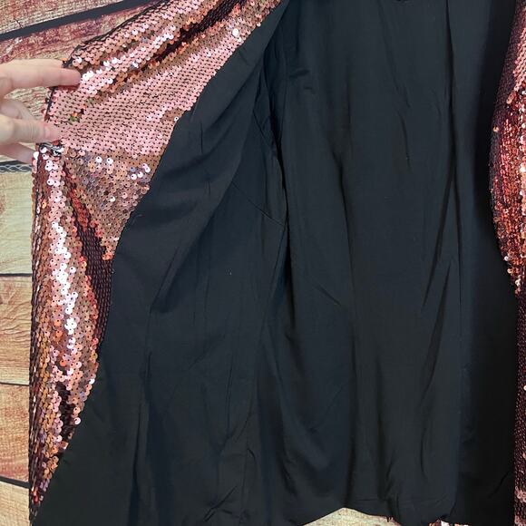 City Chic Sequin Jacket Size M 18 Pink Blazer New Years Valentines Coat Sparkle - Picture 6 of 8